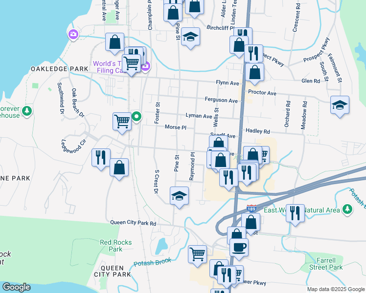 map of restaurants, bars, coffee shops, grocery stores, and more near 120 Home Avenue in Burlington
