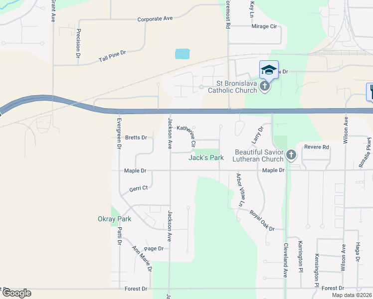 map of restaurants, bars, coffee shops, grocery stores, and more near 3130 Katherine Circle in Plover