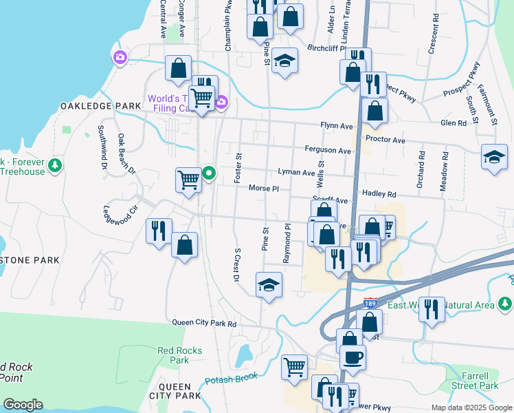 map of restaurants, bars, coffee shops, grocery stores, and more near 85 Home Avenue in Burlington