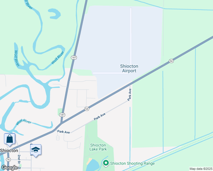 map of restaurants, bars, coffee shops, grocery stores, and more near 7486 Wisconsin 54 in Shiocton
