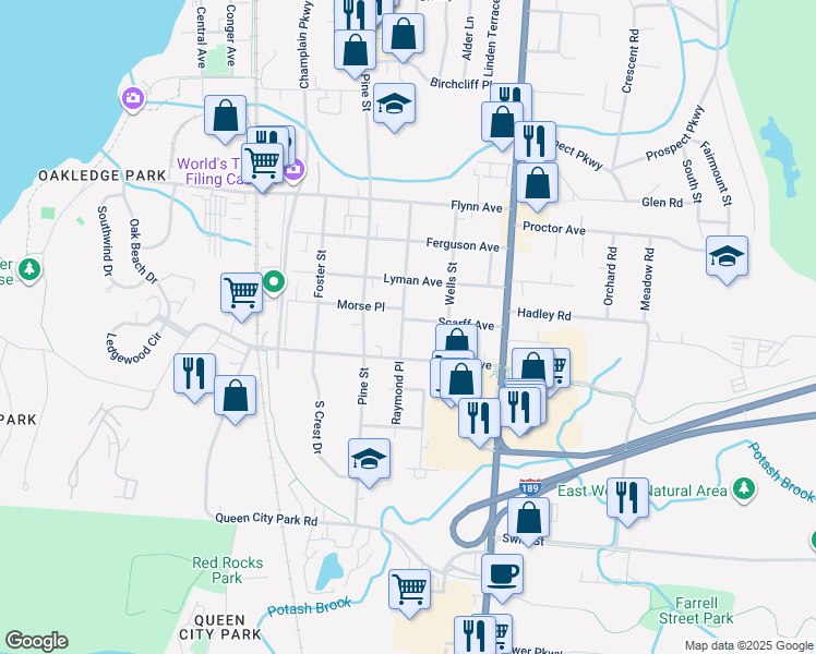 map of restaurants, bars, coffee shops, grocery stores, and more near 5 Scarff Avenue in Burlington