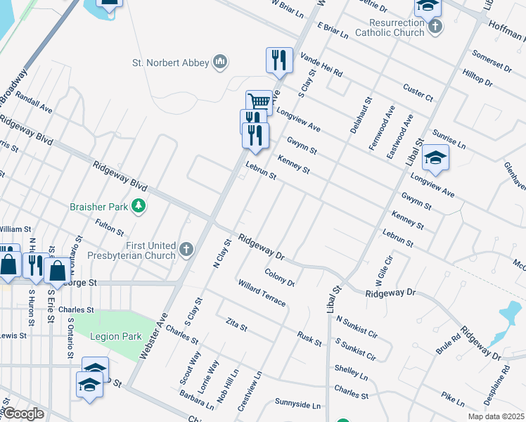 map of restaurants, bars, coffee shops, grocery stores, and more near 841 Voelker Street in De Pere