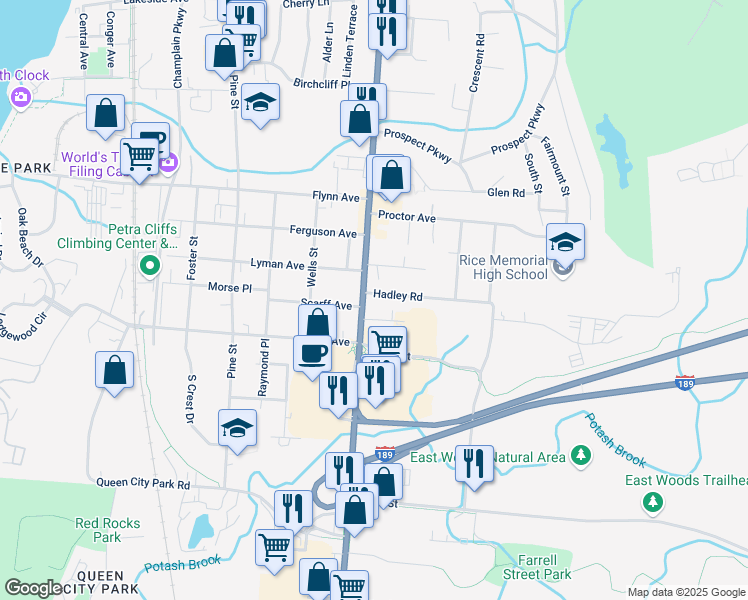 map of restaurants, bars, coffee shops, grocery stores, and more near 462 Shelburne Road in Burlington