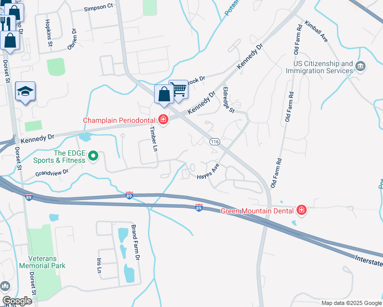 map of restaurants, bars, coffee shops, grocery stores, and more near 96 Chelsea Circle in South Burlington