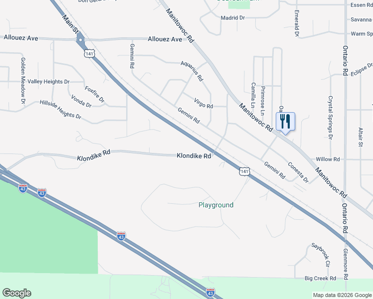 map of restaurants, bars, coffee shops, grocery stores, and more near 2822 Main Street in Green Bay
