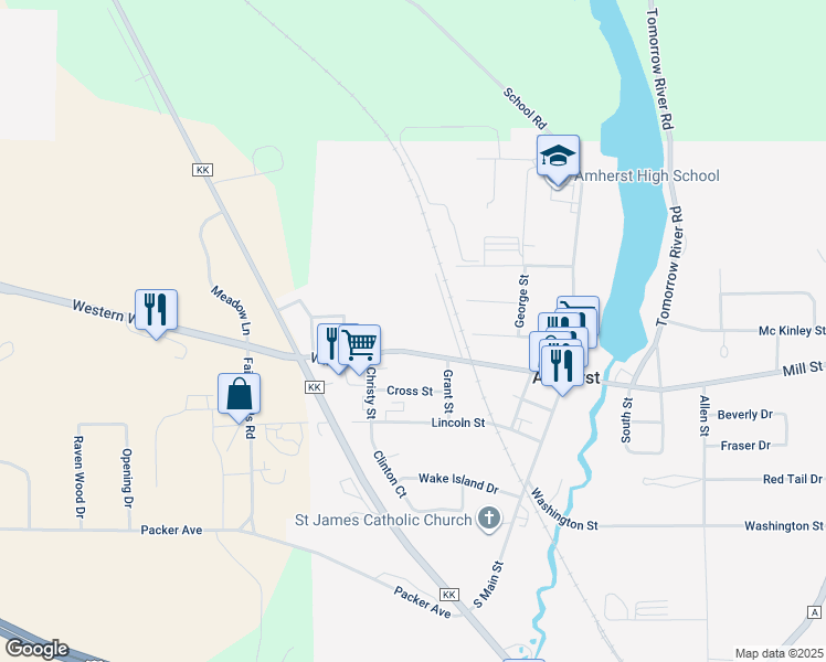 map of restaurants, bars, coffee shops, grocery stores, and more near 386 Wilson Street in Amherst