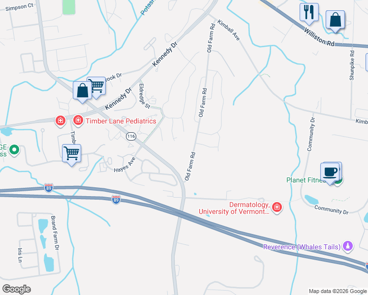 map of restaurants, bars, coffee shops, grocery stores, and more near 77 Ledge Way in South Burlington