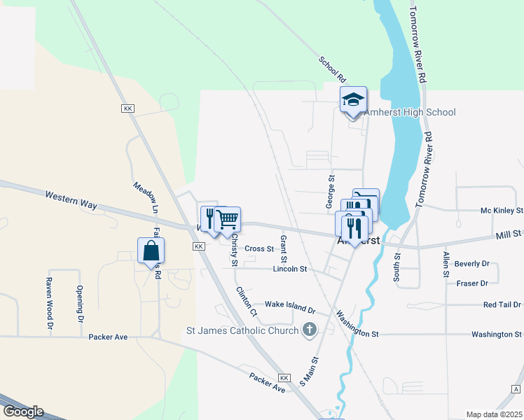map of restaurants, bars, coffee shops, grocery stores, and more near 386 Wilson Street in Amherst