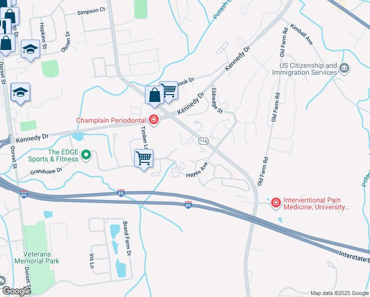 map of restaurants, bars, coffee shops, grocery stores, and more near 96 Chelsea Circle in South Burlington