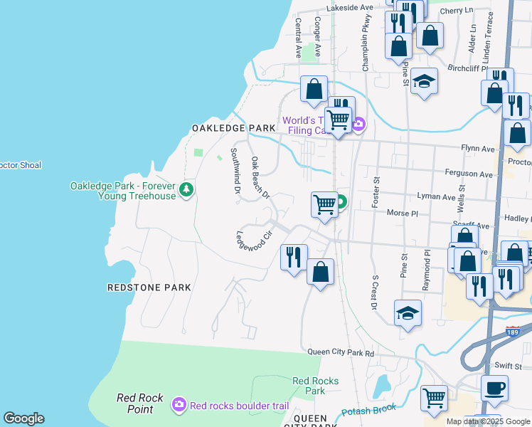 map of restaurants, bars, coffee shops, grocery stores, and more near 335 Ledgewood Circle in Burlington