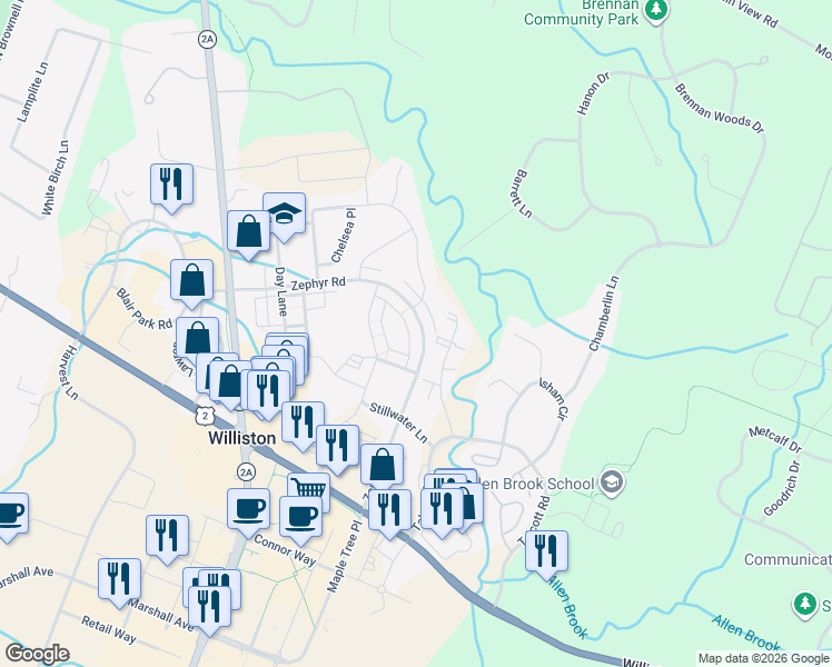 map of restaurants, bars, coffee shops, grocery stores, and more near 435 Zephyr Road in Williston