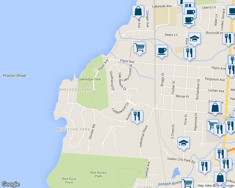 map of restaurants, bars, coffee shops, grocery stores, and more near 8 Southwind Drive in Burlington