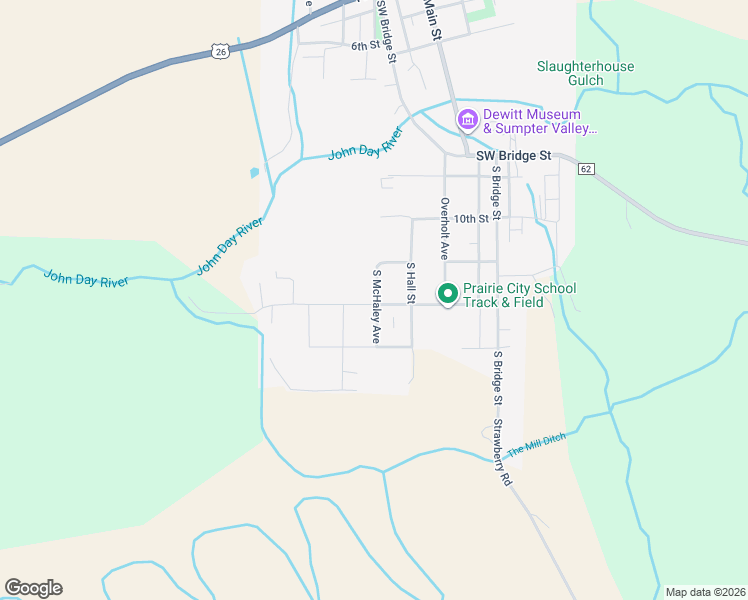 map of restaurants, bars, coffee shops, grocery stores, and more near 1053 South McHaley Avenue in Prairie City