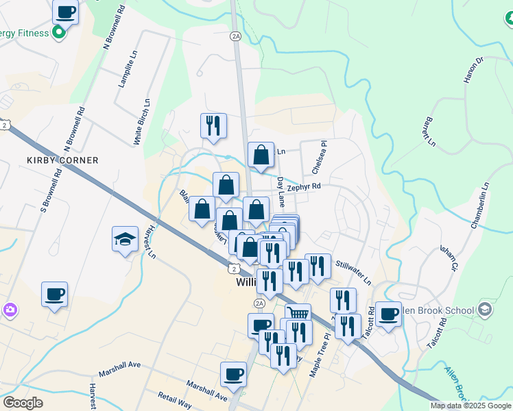 map of restaurants, bars, coffee shops, grocery stores, and more near 1936-2108 Essex Road in Williston