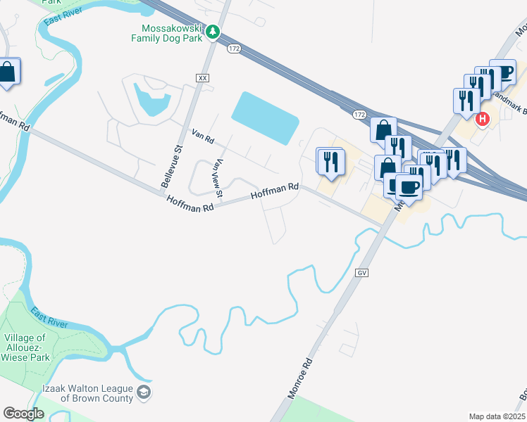 map of restaurants, bars, coffee shops, grocery stores, and more near Sachet Place in Bellevue