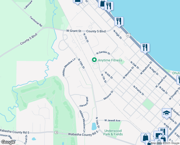 map of restaurants, bars, coffee shops, grocery stores, and more near 1202 North 10th Street in Lake City