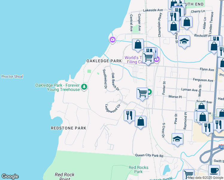 map of restaurants, bars, coffee shops, grocery stores, and more near 8 Southwind Drive in Burlington