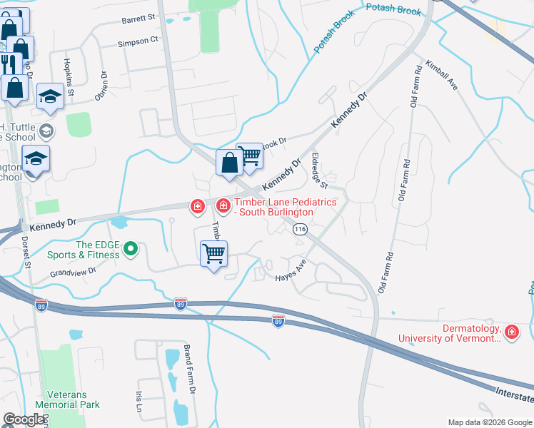 map of restaurants, bars, coffee shops, grocery stores, and more near 629 Hinesburg Road in South Burlington