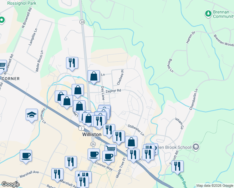 map of restaurants, bars, coffee shops, grocery stores, and more near 33 Jakes Way in Williston