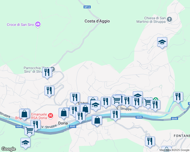 map of restaurants, bars, coffee shops, grocery stores, and more near 54 Via Giovanni Aicardi in Genova