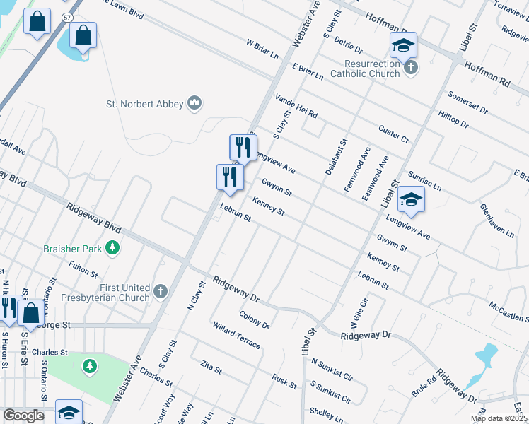 map of restaurants, bars, coffee shops, grocery stores, and more near 151 Kenney Street in Green Bay