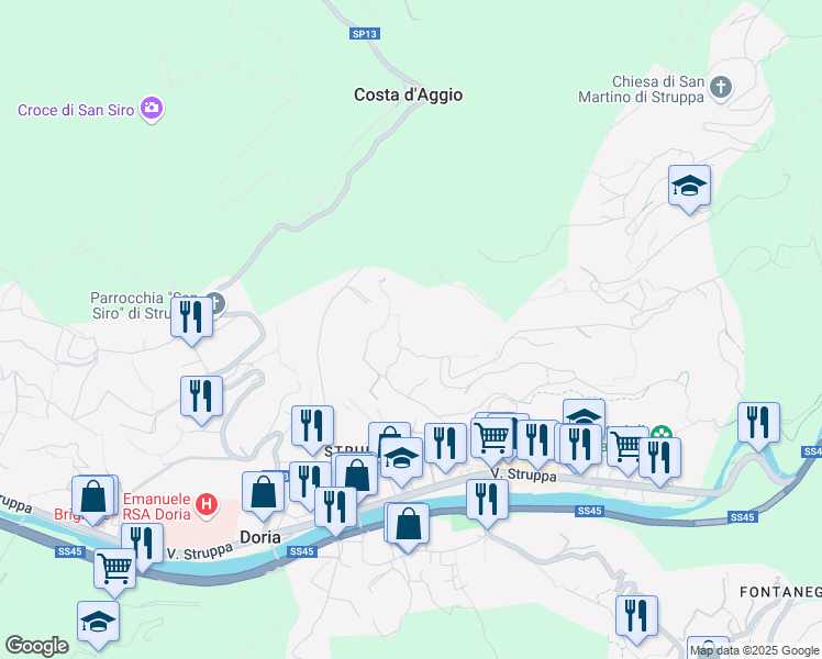 map of restaurants, bars, coffee shops, grocery stores, and more near 54 Via Giovanni Aicardi in Genova