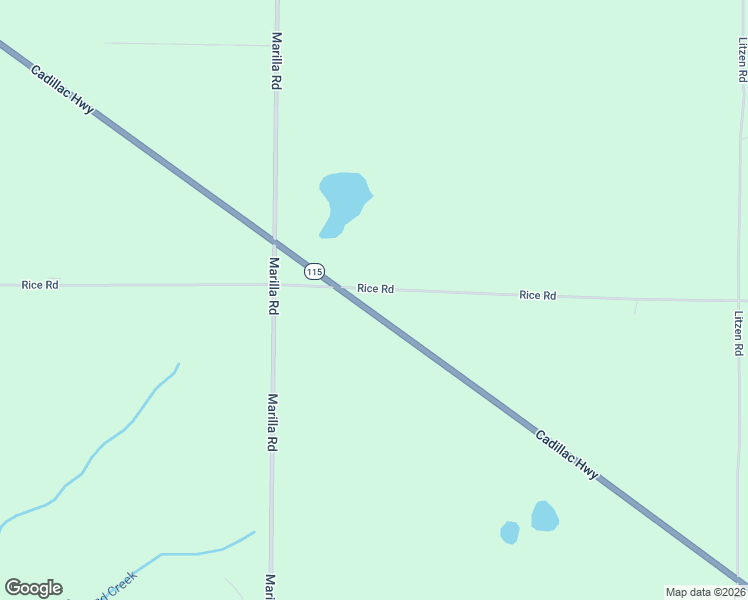 map of restaurants, bars, coffee shops, grocery stores, and more near 21134-21514 Cadillac Highway in Copemish