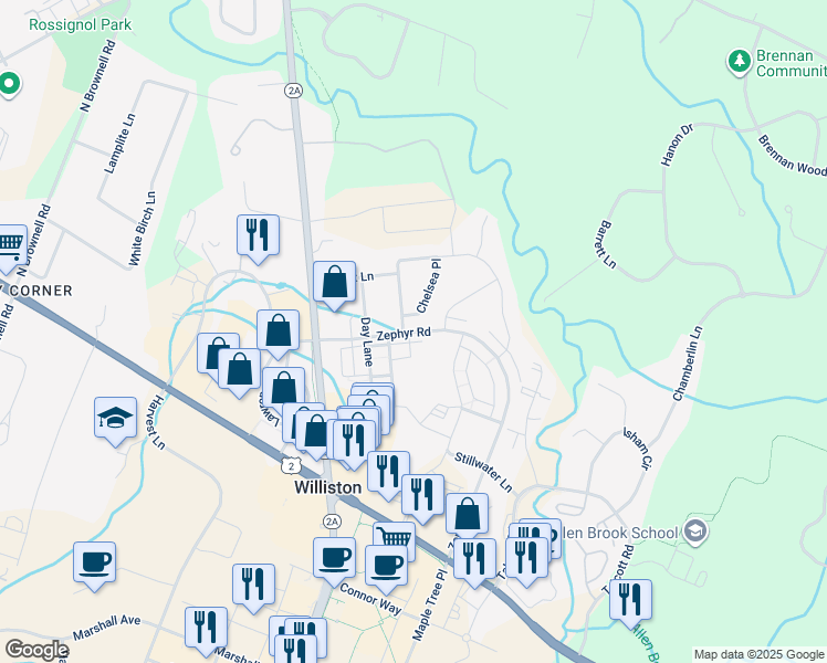 map of restaurants, bars, coffee shops, grocery stores, and more near 253 Zephyr Road in Williston