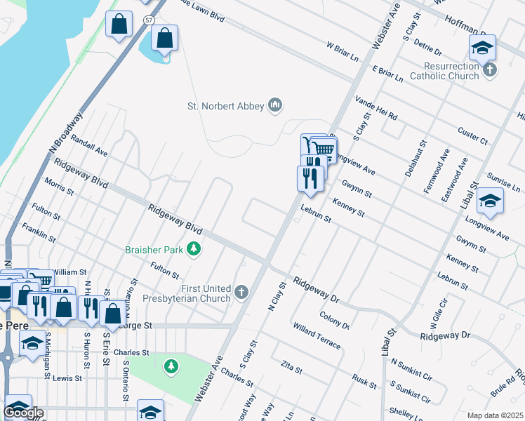 map of restaurants, bars, coffee shops, grocery stores, and more near 1300 North Summer Range Road in De Pere