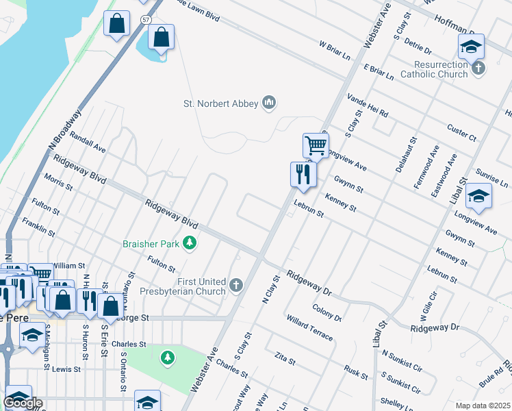 map of restaurants, bars, coffee shops, grocery stores, and more near 1300 North Summer Range Road in De Pere