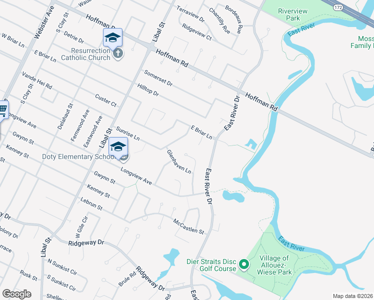 map of restaurants, bars, coffee shops, grocery stores, and more near 3607 Glenhaven Court in Allouez