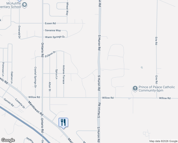 map of restaurants, bars, coffee shops, grocery stores, and more near 2445 South Huron Road in Bellevue