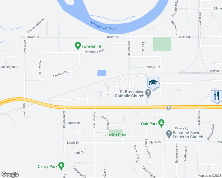 map of restaurants, bars, coffee shops, grocery stores, and more near 3540 Willow Drive in Plover