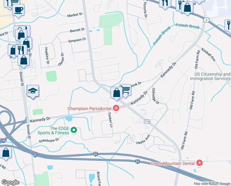 map of restaurants, bars, coffee shops, grocery stores, and more near 550 Hinesburg Road in South Burlington