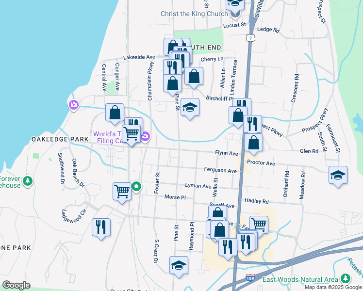 map of restaurants, bars, coffee shops, grocery stores, and more near 326 Flynn Avenue in Burlington