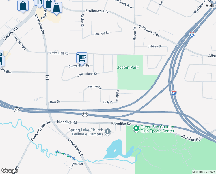 map of restaurants, bars, coffee shops, grocery stores, and more near 2221 Palmer Drive in Bellevue