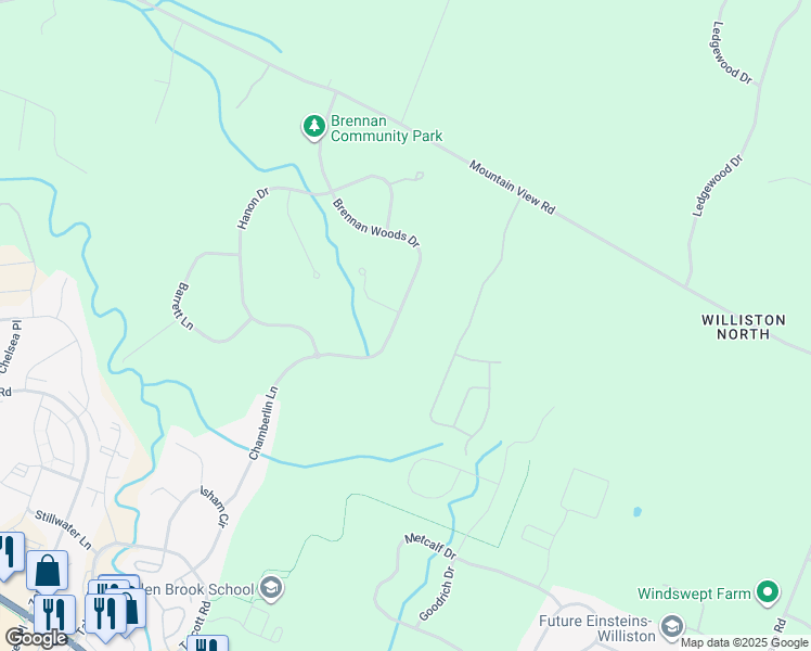 map of restaurants, bars, coffee shops, grocery stores, and more near 606 Brennan Woods Drive in Williston