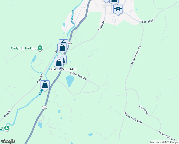 map of restaurants, bars, coffee shops, grocery stores, and more near 66 Sylvan Woods Drive in Stowe