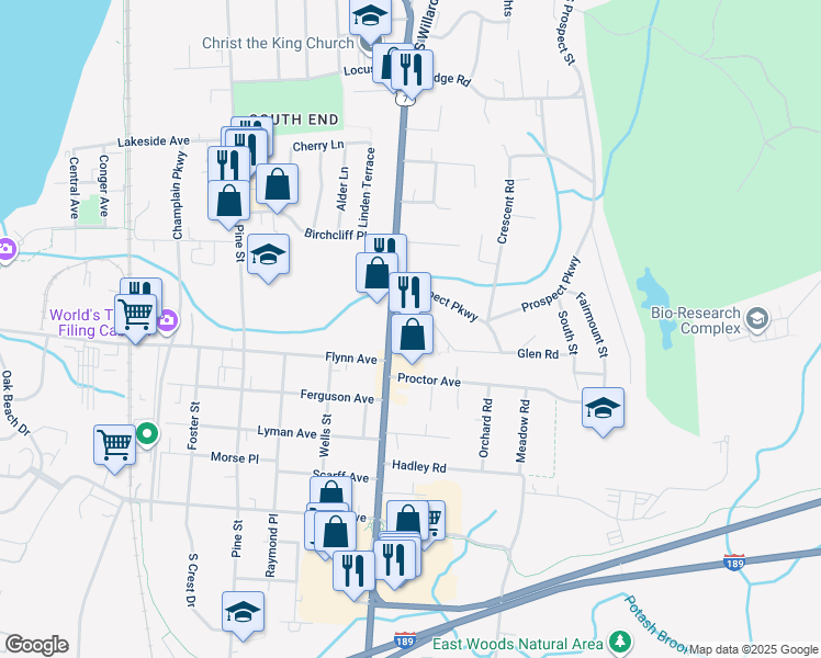 map of restaurants, bars, coffee shops, grocery stores, and more near 346 Shelburne Road in Burlington