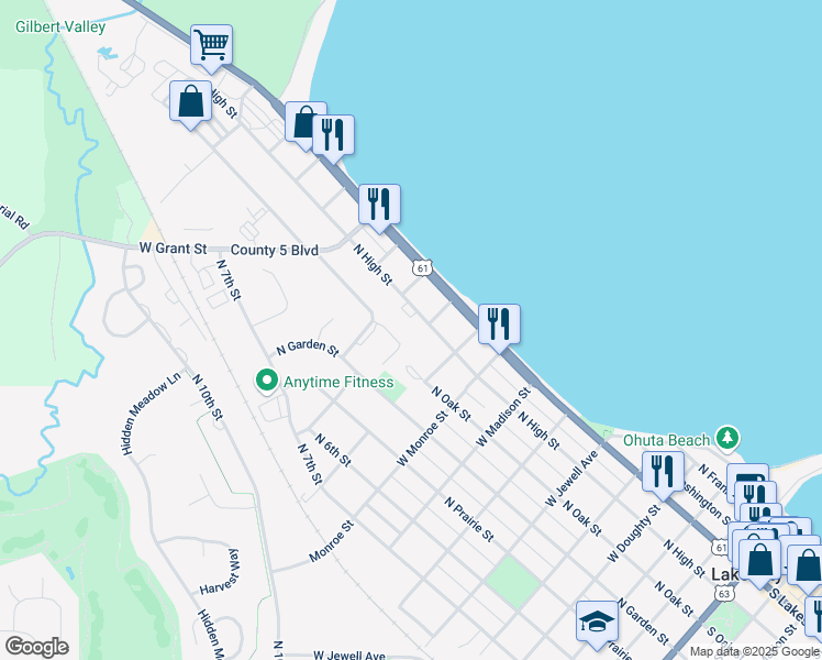 map of restaurants, bars, coffee shops, grocery stores, and more near 1109 North High Street in Lake City
