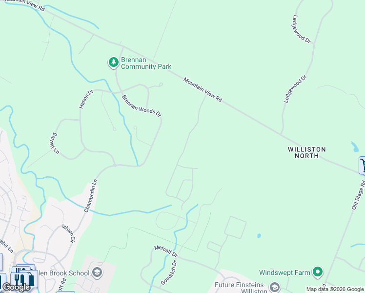 map of restaurants, bars, coffee shops, grocery stores, and more near 579 Brennan Woods Drive in Williston