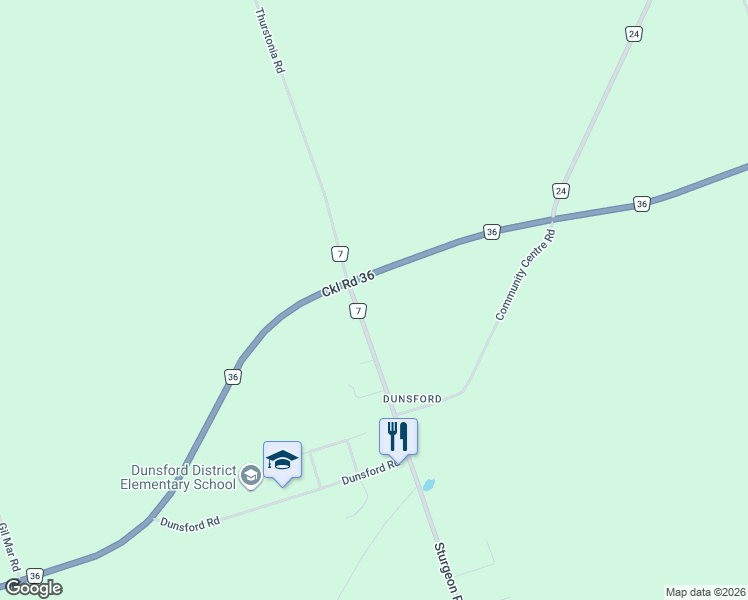 map of restaurants, bars, coffee shops, grocery stores, and more near 1928 Kawartha Lakes County Road 36 in Kawartha Lakes