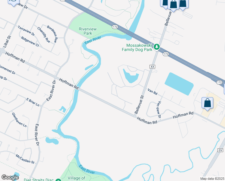 map of restaurants, bars, coffee shops, grocery stores, and more near 2526 Bellevue Street in Green Bay