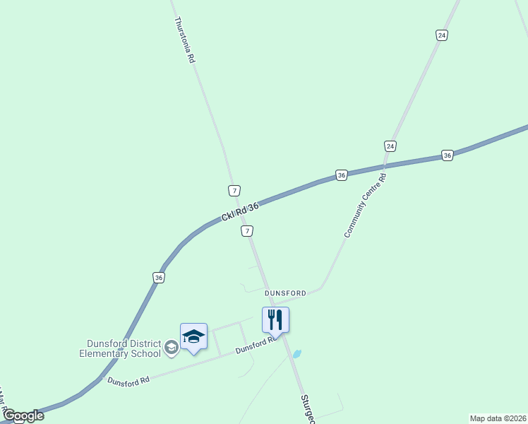 map of restaurants, bars, coffee shops, grocery stores, and more near 1928 Kawartha Lakes County Road 36 in Kawartha Lakes