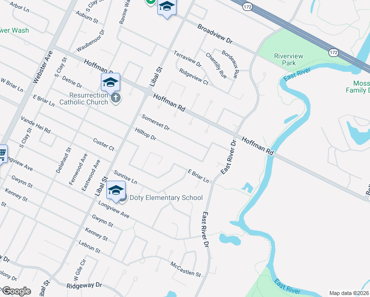map of restaurants, bars, coffee shops, grocery stores, and more near 564 Somerset Drive in Green Bay