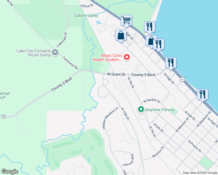 map of restaurants, bars, coffee shops, grocery stores, and more near 1360 North 10th Street in Lake City