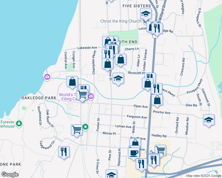 map of restaurants, bars, coffee shops, grocery stores, and more near 809 Pine Street in Burlington
