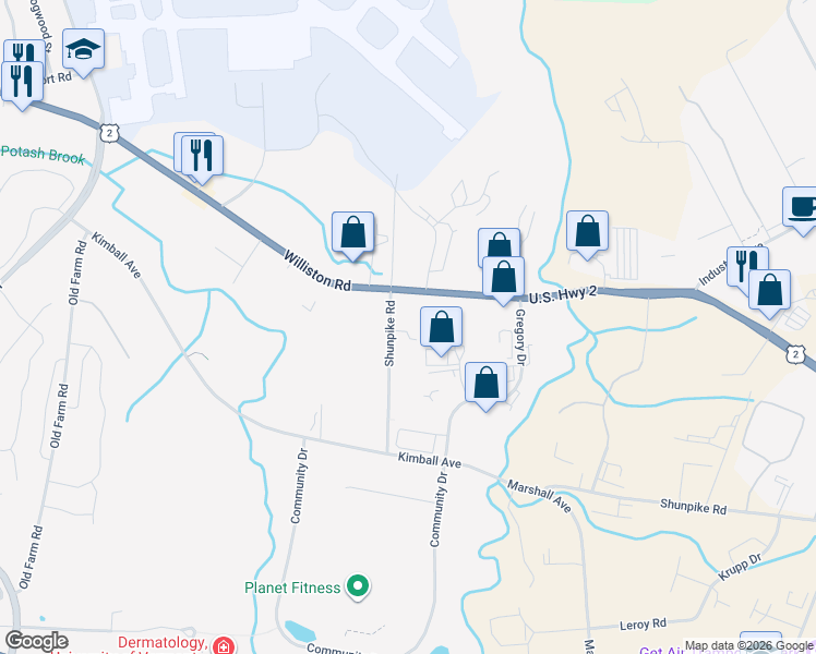 map of restaurants, bars, coffee shops, grocery stores, and more near 52 Kaylyn's Way in South Burlington