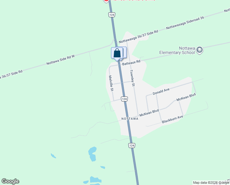 map of restaurants, bars, coffee shops, grocery stores, and more near 28 Melville Street in Simcoe County