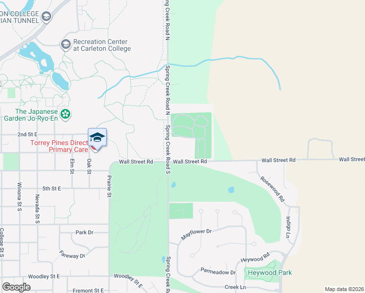 map of restaurants, bars, coffee shops, grocery stores, and more near 291 Spring Creek Road South in Northfield